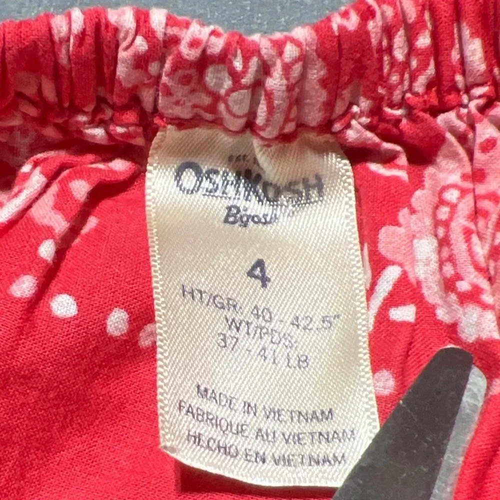 OshKosh Bgosh Girls Red Bandana Print Tiered Cotton Maxi Dress Size 4